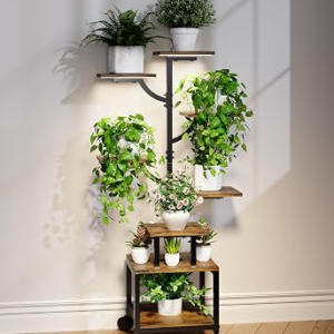 MOGAATH Plant Stand Indoor with Grow Lights