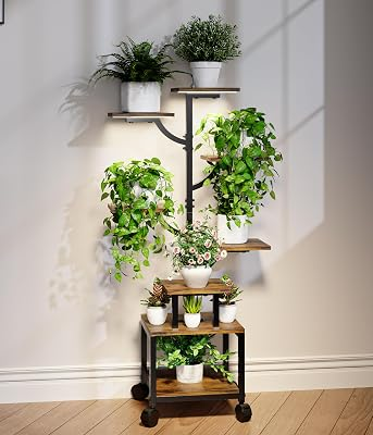 MOGAATH Plant Stand Indoor with Grow Lights