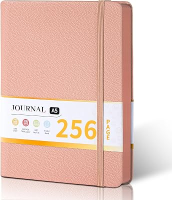 CAGIE Textured Hardcover Lined Journal for Women and Men, A5 Leather Journal Notebook with 256 Pages, 100GSM Paper – College Ruled Journaling Notebook for Writing, Work, School, Daily Diary