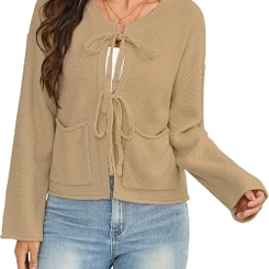 BSUBSEACH Striped Cropped Cardigan Sweater
