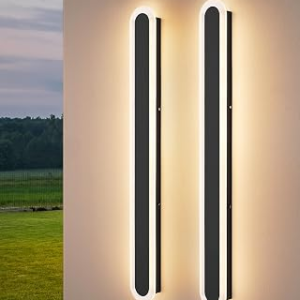 EDISHINE Upgraded 2 Pack 39.4″ LED Outdoor Wall Light, Dimmable & 3 CCT, Linear Modern Exterior Lighting Fixtures, IP65 Waterproof, Oval Long Outside