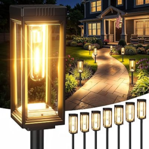 Tall Solar Lights Outdoor, 8 Pack Bright Pathway Lights Solar Powered