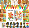 BenLouis Fall Party Favors for Kids Thanksgiving Day Classroom Gifts Prize Coloring Books Set Bulk for Students Kids Autumn Pumpkin Harvest Pinata Filler Goodie Bag Stuffers Craft（12Set Fall）