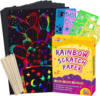 FUNNYB&G Rainbow Scratch Paper Art for Kids – 60 Pcs Magic Rainbow Scratch Paper Off Set Scratch Easter Crafts Arts Supplies Kits Pads Sheets for Party Games Halloween Christmas Birthday Gifts