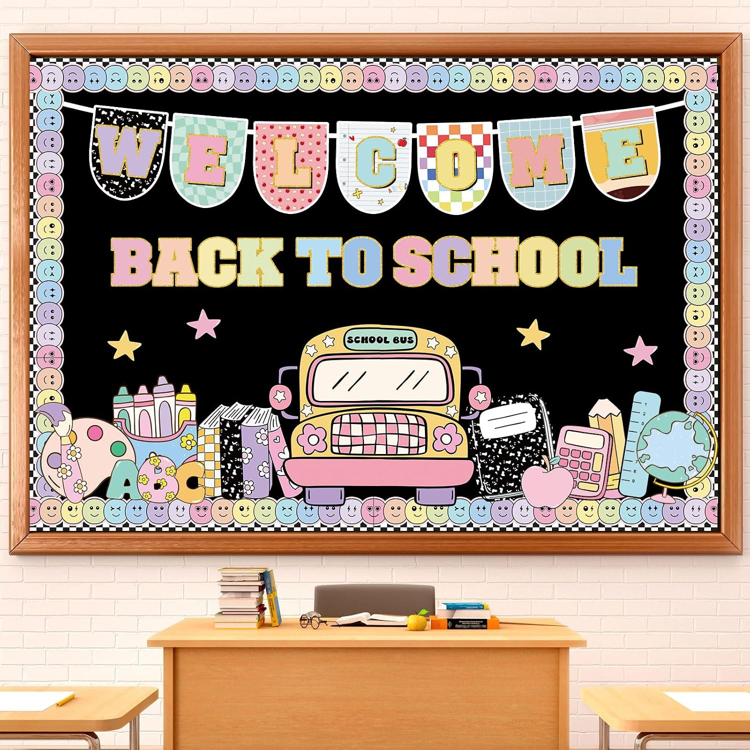 Pajean Composition Notebook Classroom Decor Welcome Back to School Bulletin Board Set Girl Style Welcome Banner Paper Cutouts Bulletin Board Borders Trim for First Day of School Classroom Wall Decor