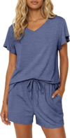 Ekouaer Pajamas Set Women Casual Ruffle Sleeves Soft Comfy Loungewear Set with Pockets