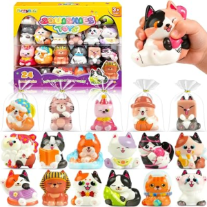 FUNNYB&G Cat Squishy Toys for Kids – 24 Pack Squishies Toy Party Favors Small Bulk Goodie Bag Stuffers Classroom Prizes Birthday Gifts for Boys Girls Toddler Slow Rising Squeeze Toy