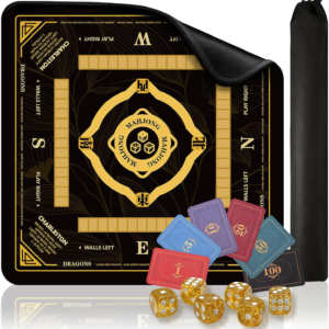 aimpiwt American Mahjong Mat with Rules(31.5″x31.5″) Non-Slip Waterproof
