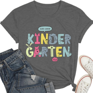 Kindergarten Teacher Shirts Women Elementary Cartoon Preschool Life Tee