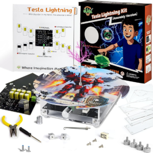 eUda+ STEM Tesla Lightning Kit for Kids&Adults 8-10 11-17 18+ Stem Toys for Ages 8-13 Teen Gift for Boys Girls 13-17 Science Kit for Kids 12-16 Build Your Own Tesla Coil Kit (Assembly Version, FWFB)