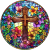 Wooden Puzzles for Adults, Stained Glass Cross Wood Puzzles Adult, Unique Animal Shaped Wooden Jigsaw Puzzle, Birthday Gifts for Friends/Family/Puzzle Lovers, Home Decor(S-8.5 * 8.5in 100pcs)