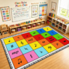 ABCarpet Music Classroom Rug, 7’6”x13’1” Durable Nylon Classroom Carpet with Non-Slip Backing, School Seating Rug for Circle Time, Preschool, Daycare, Playroom, Learning & Reading Area