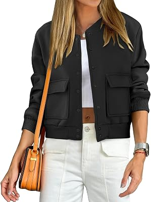 ANRABESS Cropped Bomber Jacket