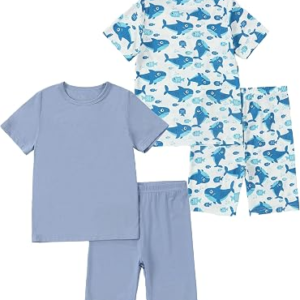 MICHLEY Bamboo Viscose Toddler Pajamas 2-8T – Soft Rayon Bamboo Viscose Sleepwear Short Sleeve PJS Set