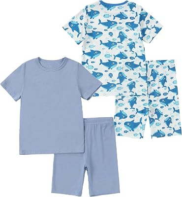 MICHLEY Bamboo Viscose Toddler Pajamas 2-8T - Soft Rayon Bamboo Viscose Sleepwear Short Sleeve PJS Set