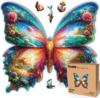 LEOGOR Wooden Jigsaw Puzzles for Adults 350 Pieces (16.1 × 15.1 in), Butterfly Puzzle, Extra-Thick 5mm Wood, Colorful Mosaic with Unique Animal Shapes, Premium Artistic Gift for Adults and Teens