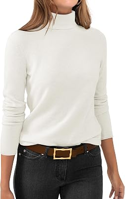 ANRABESS Womens Turtleneck Wool Blend Lightweight Sweaters