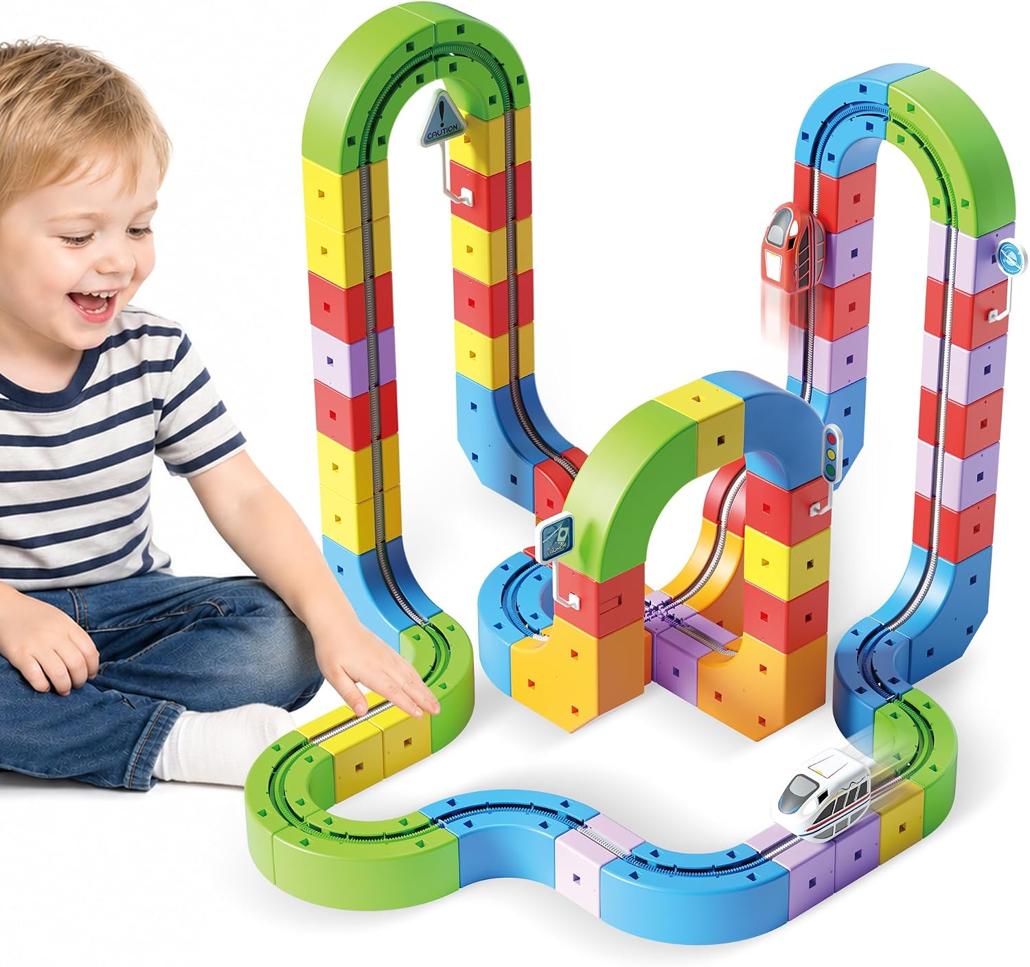 AiDwell 3D Anti-Gravity Infinity Track Set 121PCS with 2 Electric Trains
