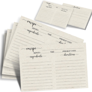 ZYLORI 60 Pack Vintage 4×6 Double Sided Index Cards – Premium 300GSM Thick Kraft Cardstock – Rustic Design for Bridal Shower, Wedding Recipe Box, Binder & Cookbook – Blank Writing Cards