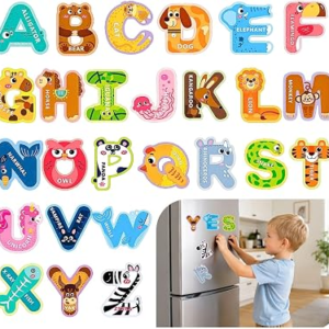 Magnetic Letters, 26 Uppercase Alphabet Magnets Fridge Magnets for Toddlers & Kids ABC Magnets for Fridge & Whiteboard, Letter Recognition & Early Spelling Learning Toys