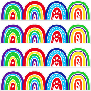 SICOHOME Boho Bulletin Board Borders,48pcs Bulletin Borders Stickers,Boho Classroom Decor,Rainbow Bulletin Board Trim Back to School Decoration,Waterproof Back to School Classroom Office Chalkboard