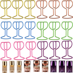 Upquzzfy 30 Pcs Goblet-Shaped Paper Clips Set, Multicolor Metal Cute Paperclips for School & Office – Perfect for Organizing Documents & Bookmarks & Decor (Goblet Shaped, 30)