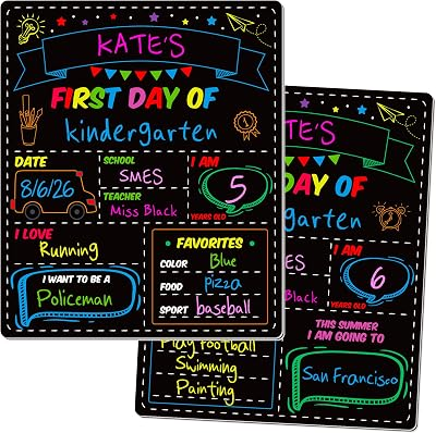 First and Last Day of School Board, Paper Back to Class Chalkboard for Kids | 10 X 12 IN Double Sided First Day of School Board, Blank Writing School Sign, Kindergarten Pre-School Memories and Milestones