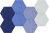 Vienrose Hexagon Felt Bulletin Board Self Adhesive Pin Board Wall Decoration Tiles with 35 Push Pins for Office Home and School, Blue Series 8 Pack