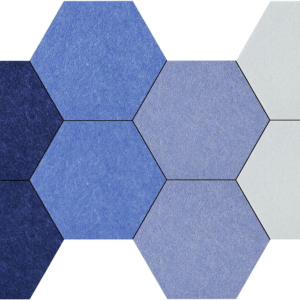 Vienrose Hexagon Felt Bulletin Board Self Adhesive Pin Board Wall Decoration Tiles with 35 Push Pins for Office Home and School, Blue Series 8 Pack