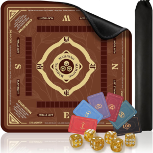 aimpiwt American Mahjong Mat with Rules(31.5″x31.5″) Non-Slip Waterproof