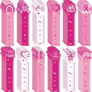 Kosiz 120 Pcs Breast Cancer Awareness Bookmarks Ruler Bulk Gifts Pink Ribbon Bookmarks Ruler Hope Butterfly Heart Inspirational Gifts Book Markers for Women Lovers Breast Cancer Supplies