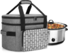 Yarwo Double Layers Slow Cooker Travel Bag with Bottom Board and Pockets | Insulated Carrier Case Compatible with Crock-Pot and Hamilton Beach 6 7 8 Quart, Multiple Carrying Strap, 2026 Upgraded, Gray