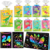 FEREDO KIDS Scratch Art Party Favors for Kids 8-12: 24 Pack Dinosaur Rainbow Scratch Art Notebook, Easter Basket Stuffers, Coloring Books Goodie Bags Stuffers, Classroom Birthday Gifts for Student