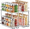 Bunoxea Pull Out Spice Rack 2 Pack,Slide Out Cabinet Spice Rack,Silver