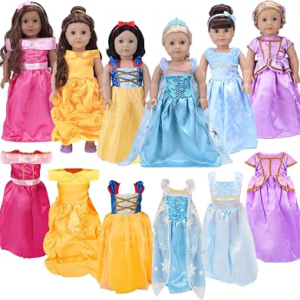American 18 inch Doll Clothes Accessories -6Sets Different Princess Costume | Birthday Christmas Gift for Girls Age 3+