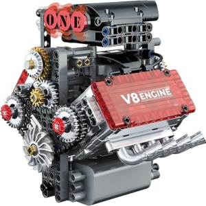 HXBIU Mini V8 Engine Model Kit that Works – 478-Piece Mini Combustion Engine Building Set, Realistic Turbo Simulation, Pre-Sorted Parts, STEM Hobby Model for Adults & Kids Ages 14+