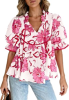 PRETTYGARDEN Boho Floral Babydoll Tunic Tops