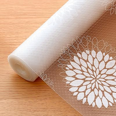 Cooyes Shelf Liners for Kitchen Cabinets Waterproof & Oil-Proof Kitchen Cupboard Mats Non-Slip Drawer Mats EVA Material Non Adhesive Fridge Liner for Shelves(11.8" W x 118" L)