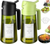 USLAI Oil Sprayer for Cooking, 16oz/470ml 2 in 1 Glass Olive Oil Dispenser Bottle for Kitchen, Air Fryer, BBQ and Salad – Black Green