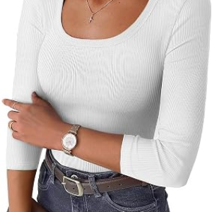 GKBK Womens 3/4 Sleeve Scoop Neck Top