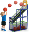 EagleStone Adjustable Arcade Basketball Hoop with Ball Return for Kids | 4 Balls, Ball Storage Net, Indoor Outdoor Basketball Game Set, Sports Toy, Christmas & Birthday Gifts for Boys Girls Ages 3-8
