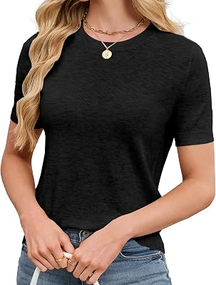 SUNNYMELODY Short Sleeve Lightweight Sweater