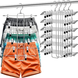 FATHITA 4 Pack 6 Tier Pants Hangers