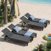 WTFGO Outdoor Chaise Lounge Chair Set of 4, Tanning Lounge Chairs with 5-Position Adjustable Backrest, Waterproof & Lightweight Patio Lounge Chairs for Pool, Beach, Garden (Black)