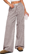 ANRABESS Gingham Striped Boxer Pants