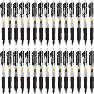 30 Pack Black Retractable Gel Pens, 0.7mm Fine Point Quick Dry Ink Pens, No Smudge No Bleed Through, Comfort Grip Smooth Writing Pens for School Office Home Supplies
