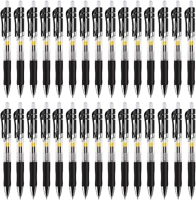 30 Pack Black Retractable Gel Pens, 0.7mm Fine Point Quick Dry Ink Pens, No Smudge No Bleed Through, Comfort Grip Smooth Writing Pens for School Office Home Supplies