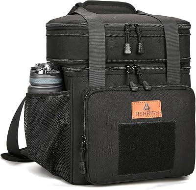 HSHRISH Expandable Large Tactical Lunch Box for Adults, Durable Insulated Lunch Bag with Lots of Storage Space, Cooler Bag for Men Women Work Outdoor Picnic Trip, 16 L, Black