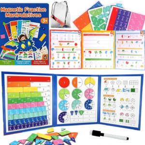 Magnetic Fraction Educational Puzzle, Magnetic Fraction Demonstration Book with Fraction Tiles & Circles, Math Manipulatives for Elementary School, Math Learning Skills for Kids