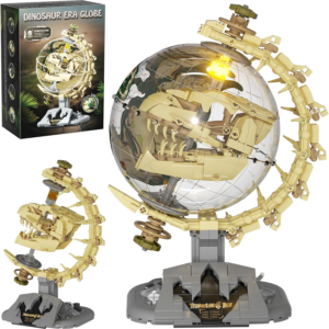 Dinosaur Skull Fossils Globe Building Set, 360° Rotatable Globe Model